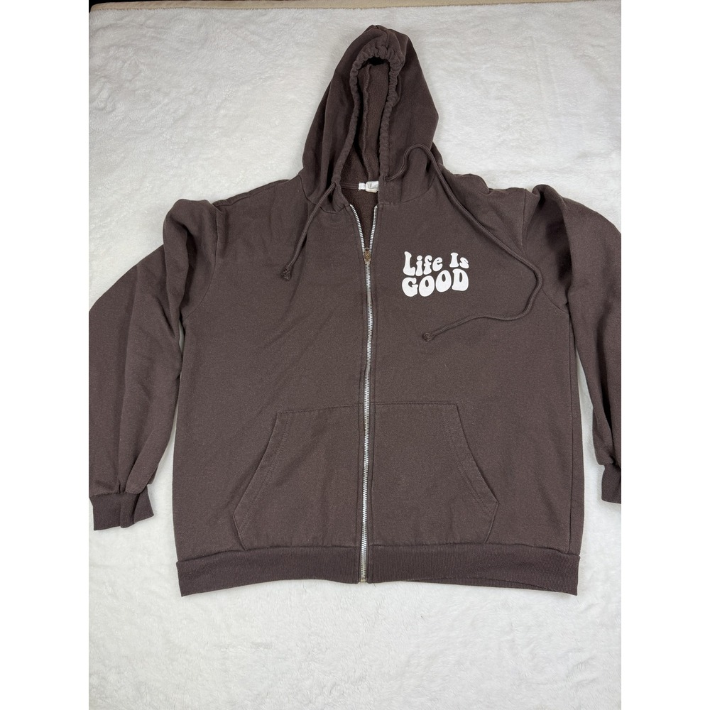 Full Tilt Brown Zip Hoodie Life Is Good Floral Back Estimated Large